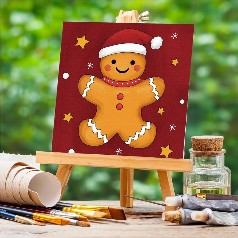 Anseal 12 Packs Pre Drawn Canvas to Paint, 4" X 4" Merry Christmas Happy New Year Pre-Printed Canvas Paint Party, Stretched Outline Painting Boards for Beginners, Party Favor - Image 2